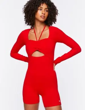Forever 21 Active Strappy Cutout Romper High Risk Red