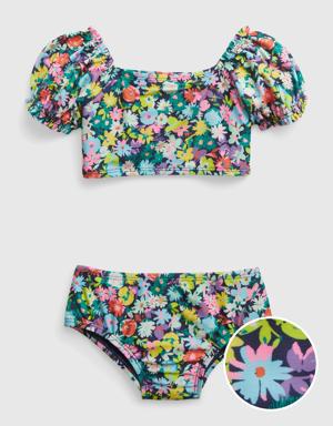 Toddler Recycled Puff Sleeve Swim Two-Piece multi