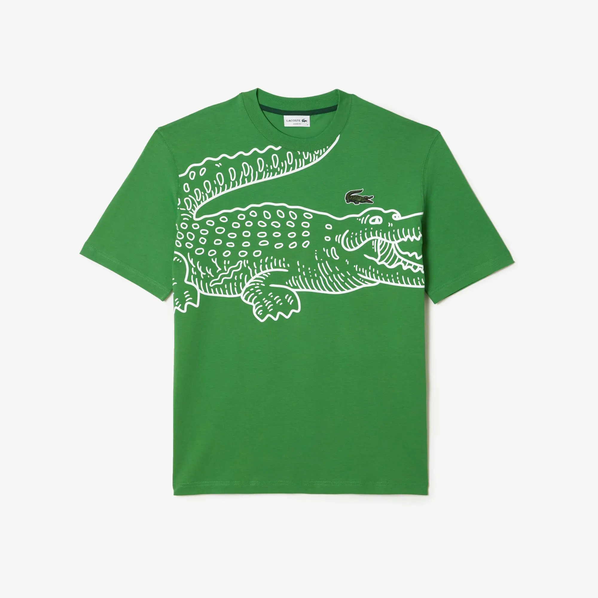 Lacoste Men’s Lacoste Round Neck Loose Fit Crocodile Print T-shirt. 2