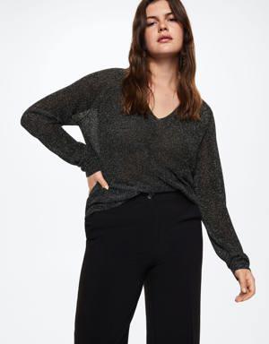 V-neck lurex sweater