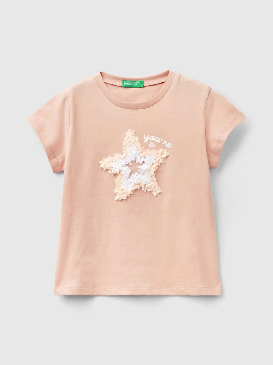 Benetton t-shirt with petal effect applique. 1