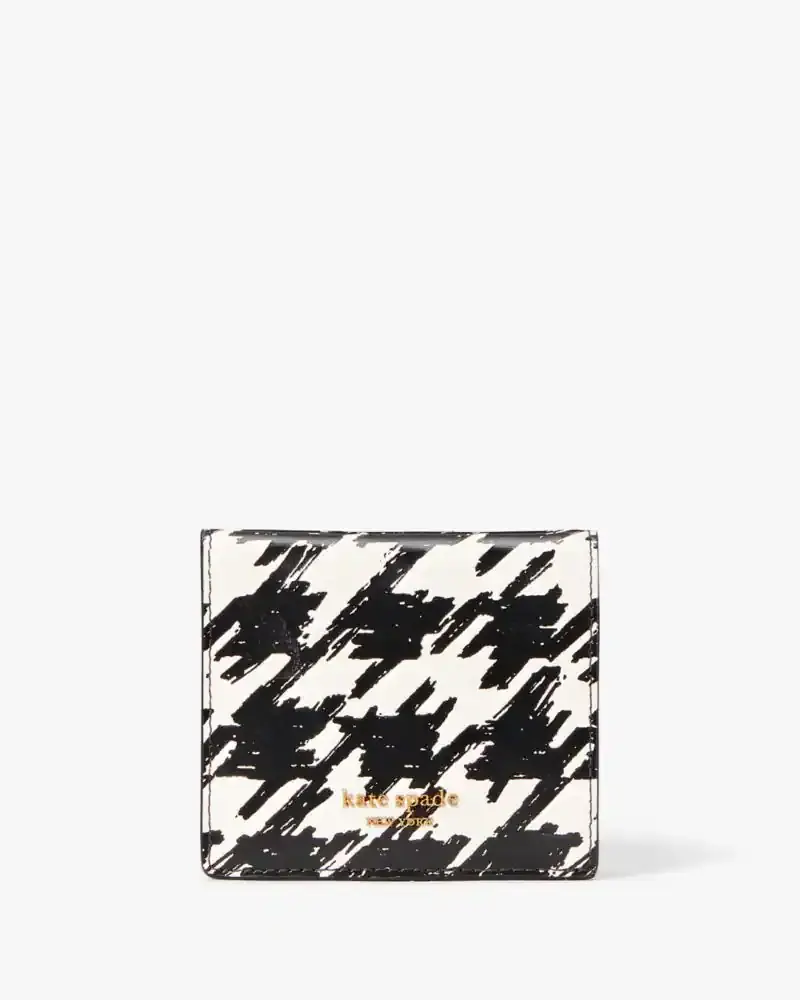 Kate Spade Morgan Painterly Houndstooth Small Bifold Wallet. 1