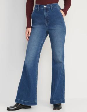 Extra High-Waisted 360° Stretch Trouser Flare Jeans for Women blue