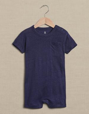 Linen Bodysuit for Baby blue