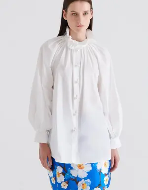 White Shirt with Pleated Collar-Conscious Product - 4 / White