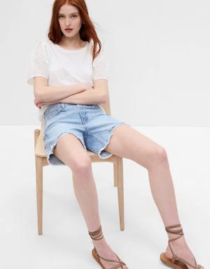 Organic Cotton Vintage Eyelet Puff Sleeve T-Shirt white