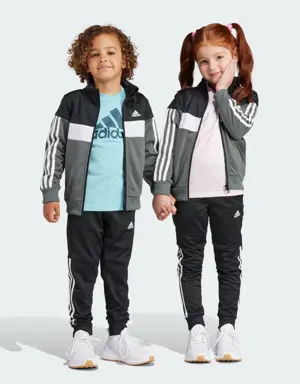 Adidas Tiberio 3-Streifen Colorblock Shiny Kids Trainingsanzug