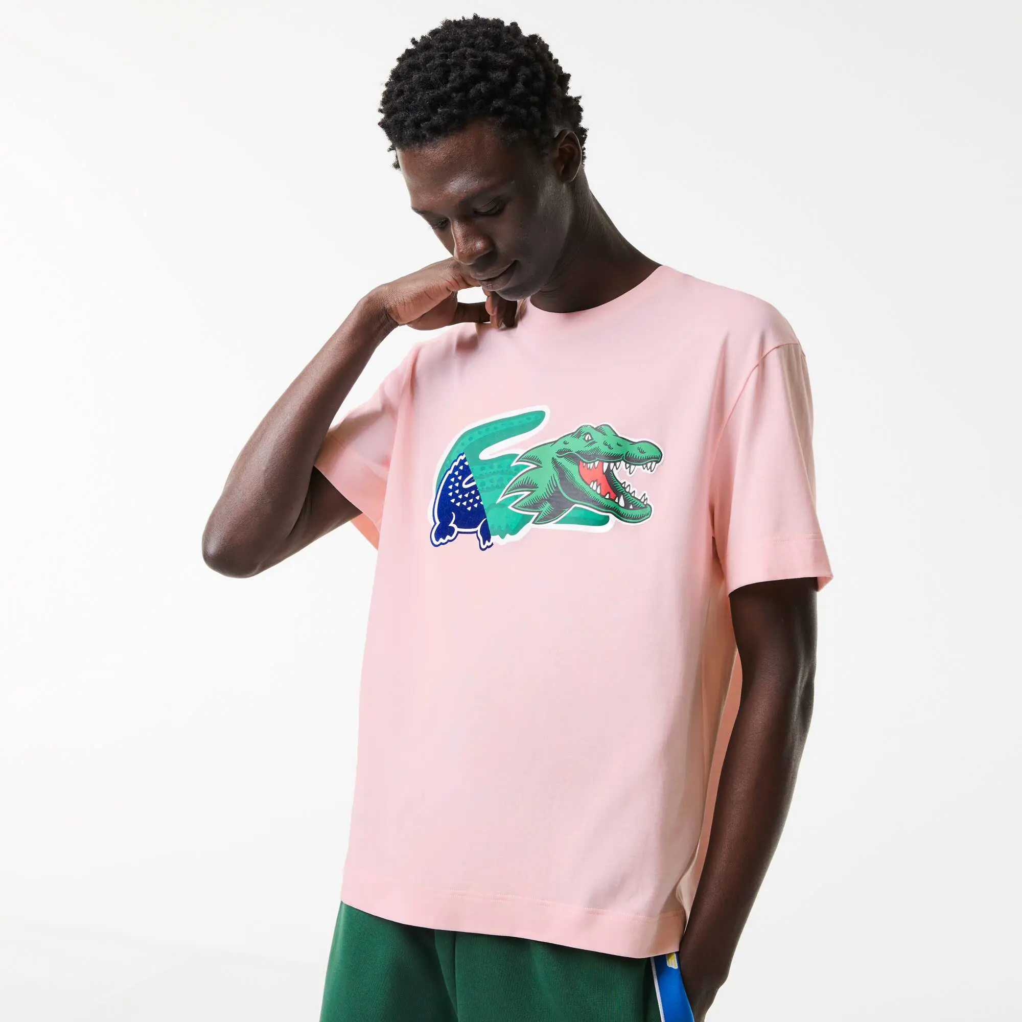 Lacoste T-shirt relaxed fit com crocodilo oversize Holiday para homem. 1