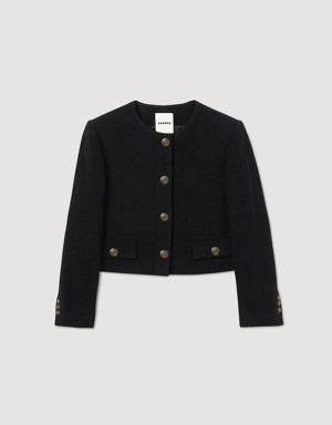 Cropped bouclé wool jacket