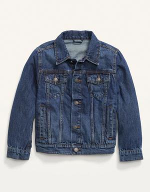 Gender-Neutral Cotton Non-Stretch Jean Jacket for Kids blue