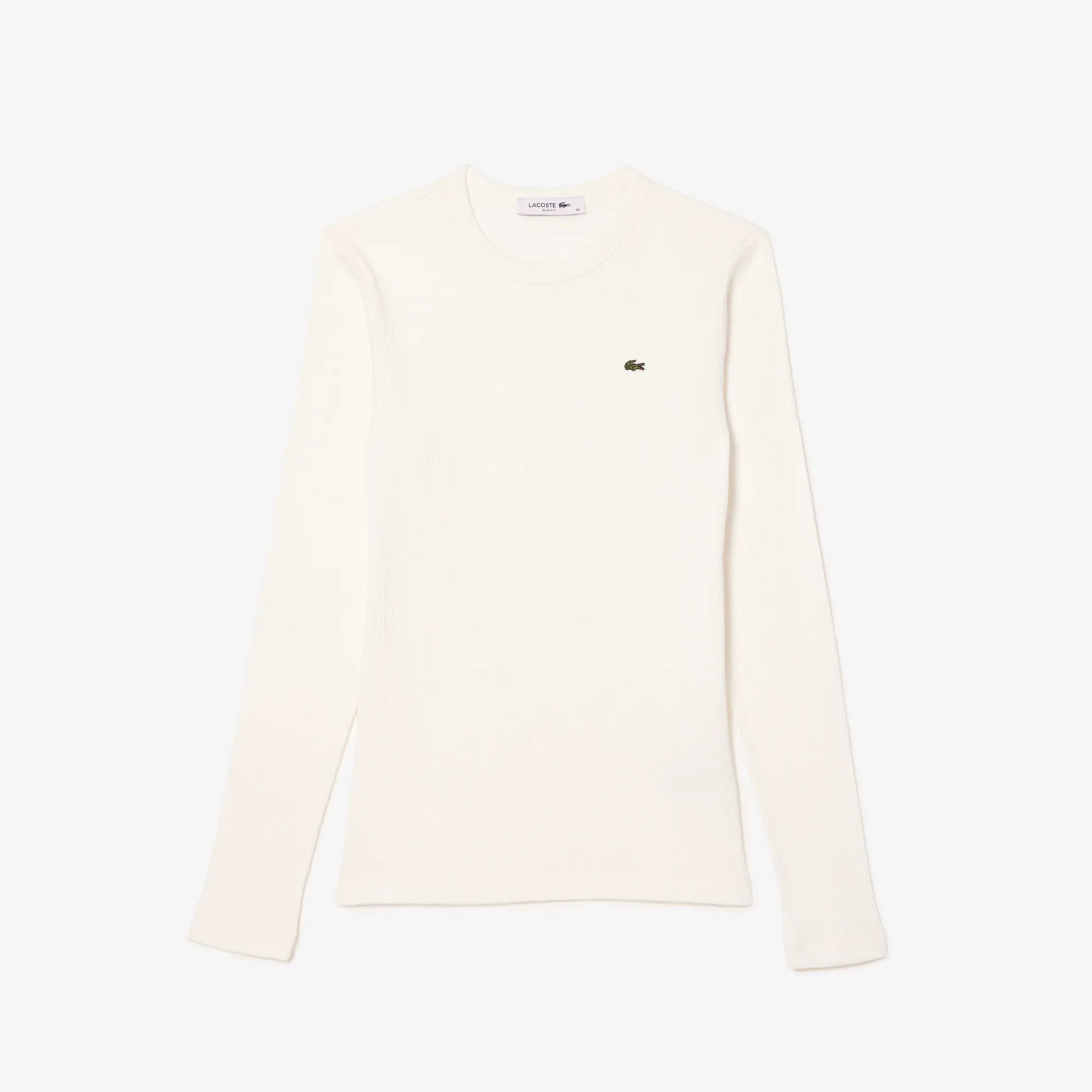 Lacoste Long Sleeved Ribbed Cotton T-shirt. 2