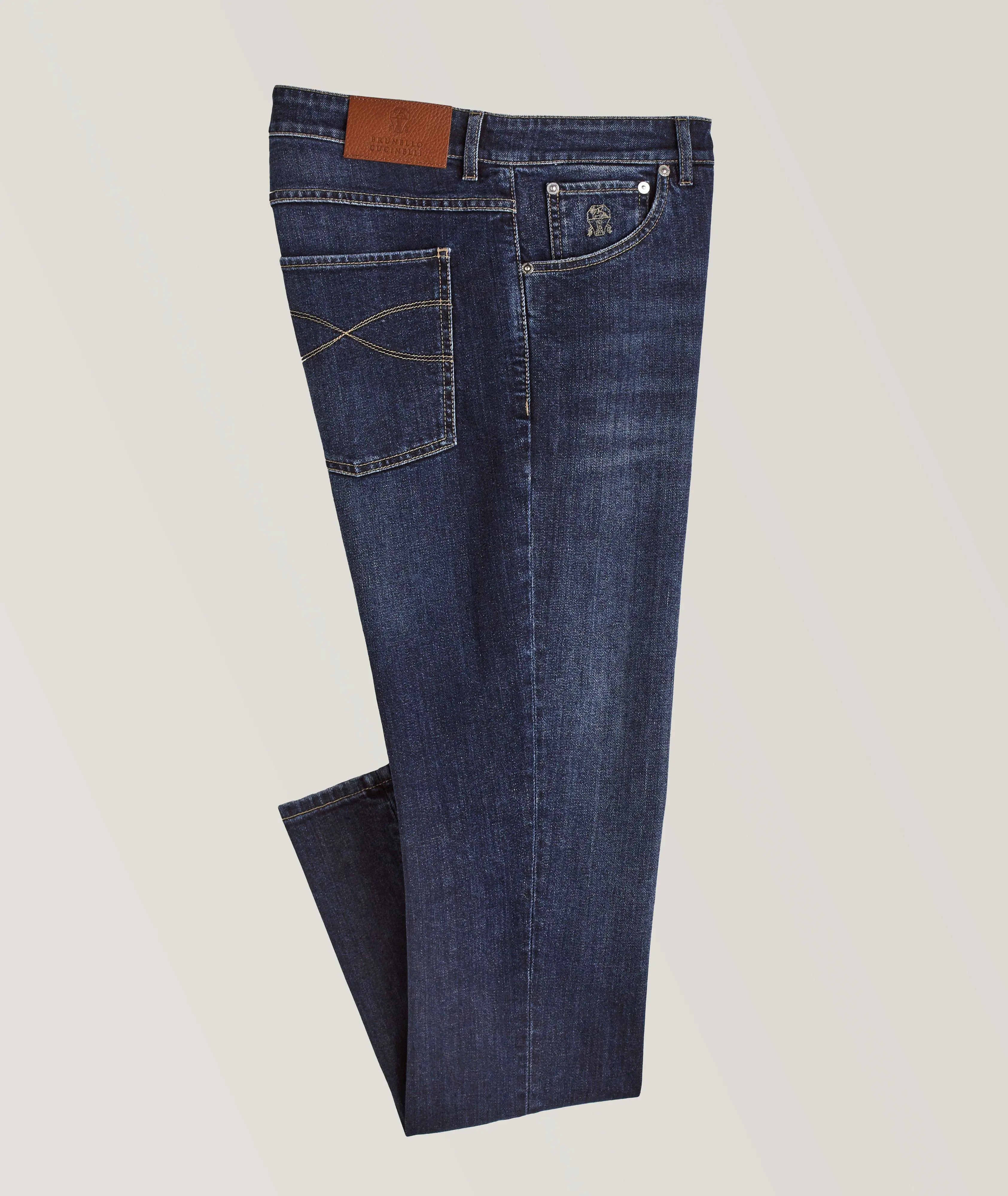 Harry Rosen Stretch Five-Pocket Garment Dyed Slim Fit Jeans. 1