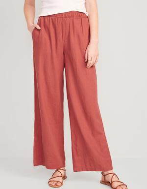 Old Navy High-Waisted Linen-Blend Wide-Leg Pants for Women pink
