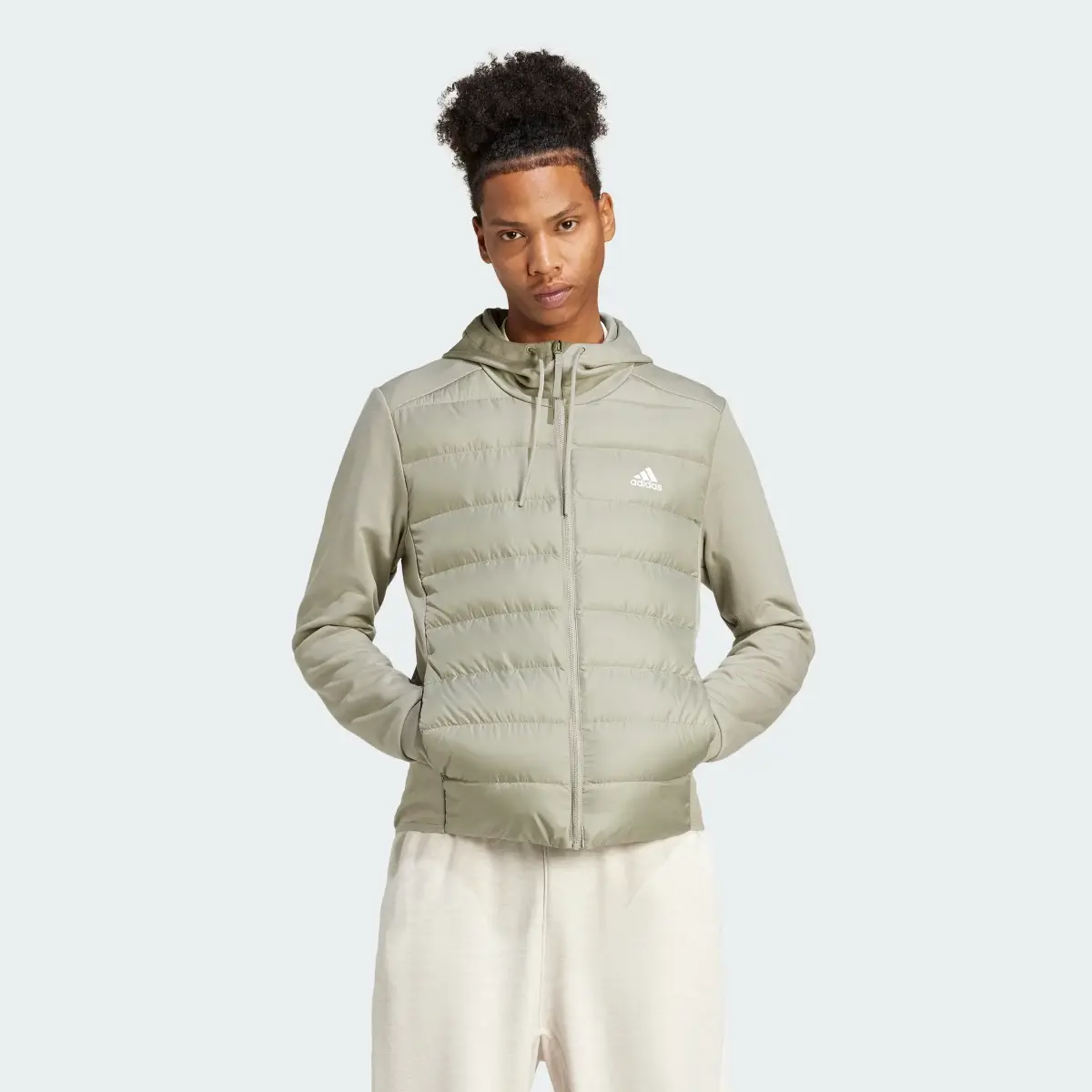 Adidas Essentials Hybrid Down Hooded Jacket. 2