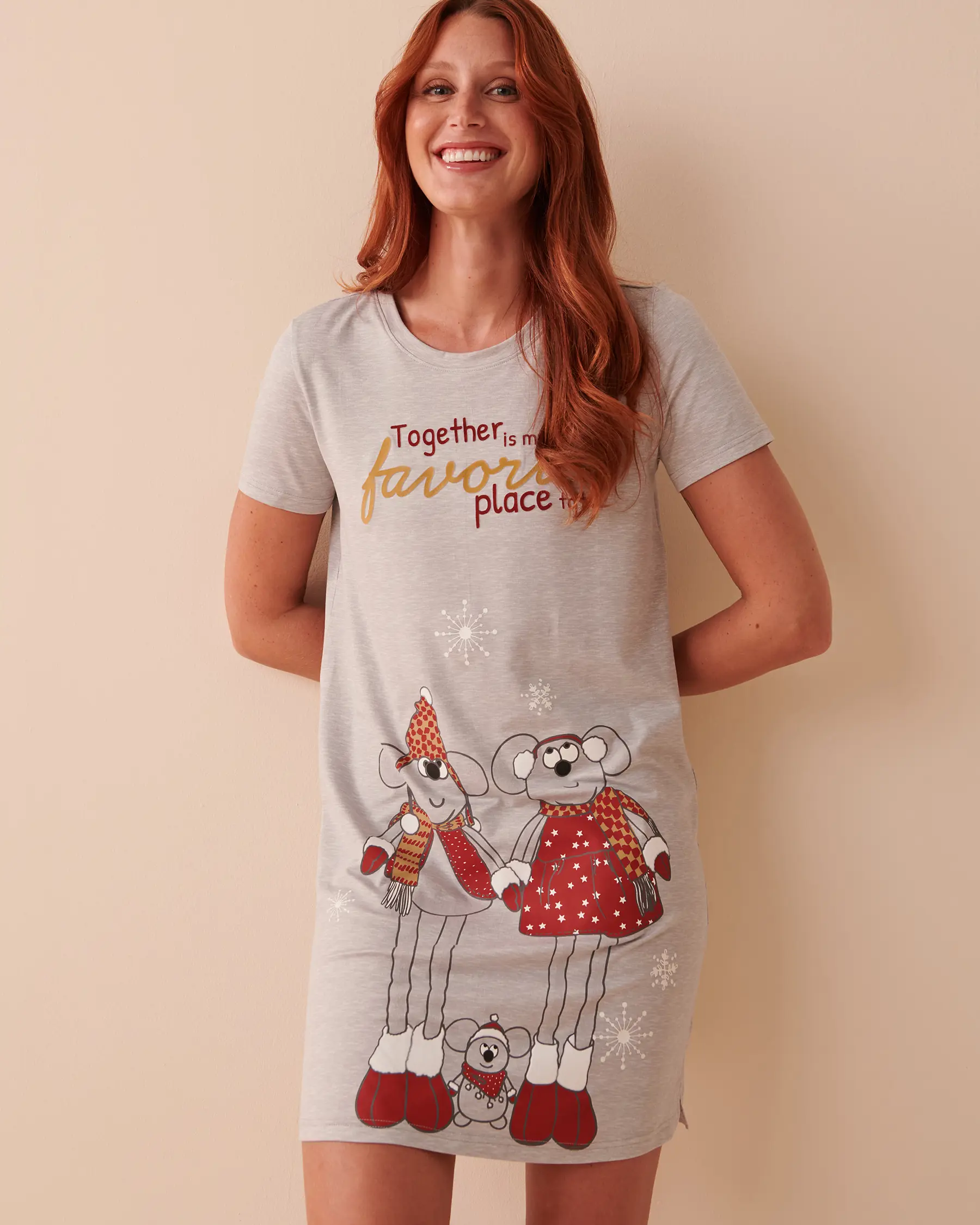 La Vie en Rose Mouse Print Super Soft Short Sleeve Sleepshirt. 1