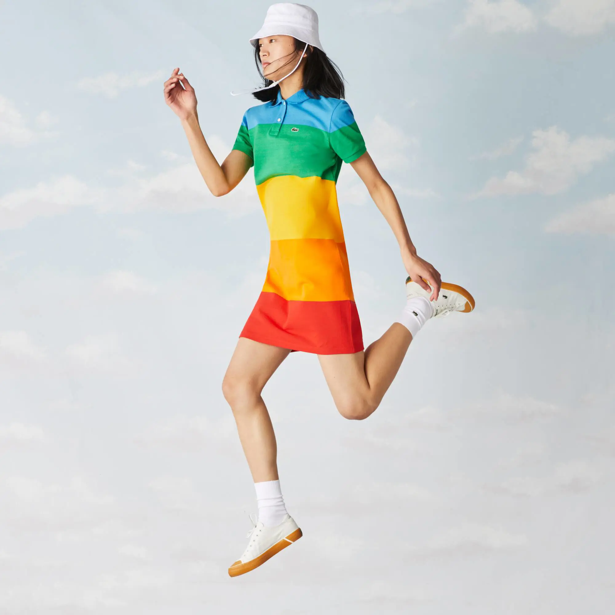 Lacoste Women’s Polaroid Collaboration Striped Polo Dress. 1