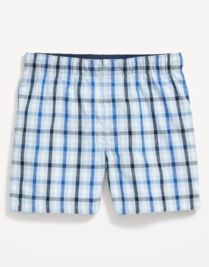 Cotton Poplin Gingham Boxer Shorts for Boys blue