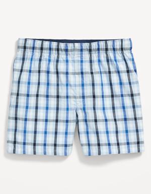 Old Navy Cotton Poplin Gingham Boxer Shorts for Boys blue