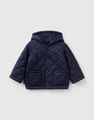 quilted jacket with hood