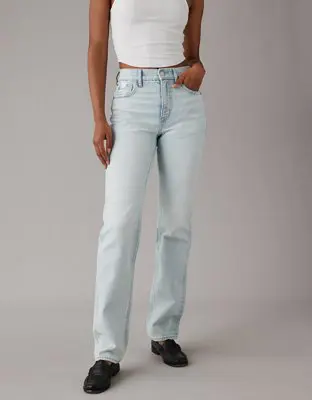 American Eagle Stretch Super High-Waisted Straight Jean. 1
