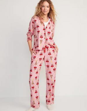 Printed Flannel Pajama Set for Women