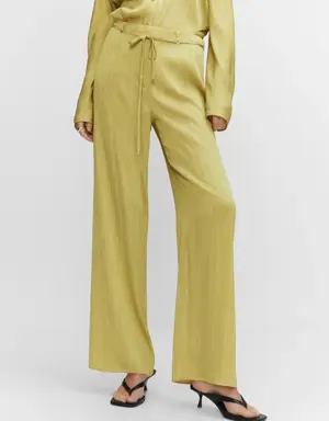 Satin pleated trousers