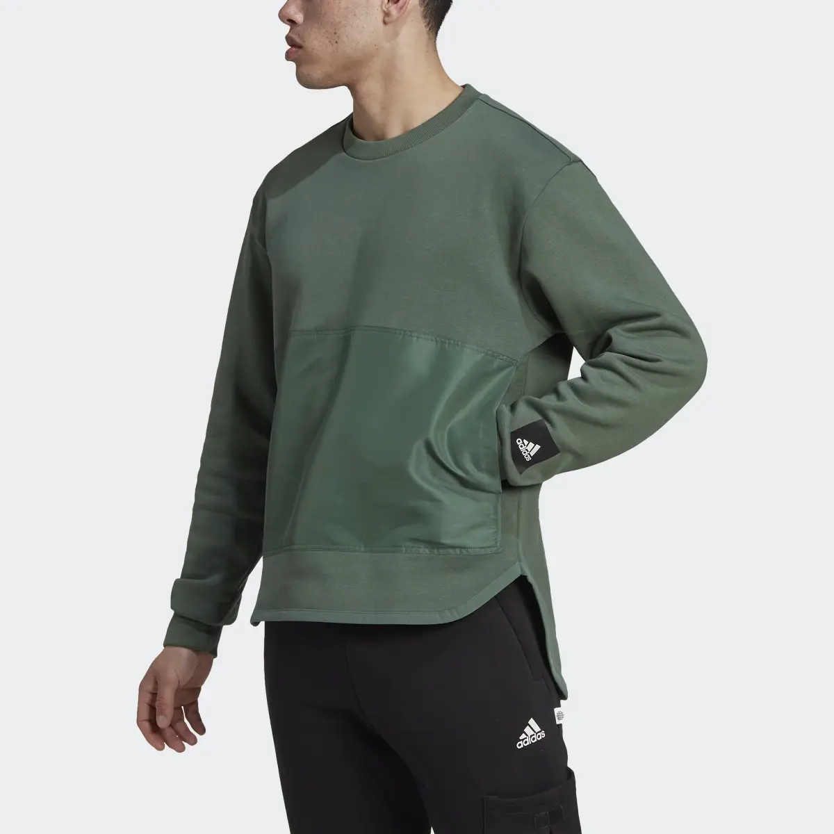 Adidas Fleece Woven Crew Sweatshirt. 1