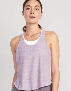 Breathe ON Cropped Racerback Tank Top for Women purple