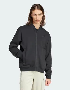 Lounge Fleece Bomber Jacket With Zip Opening