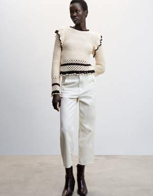 Sweater with ruffled openwork details