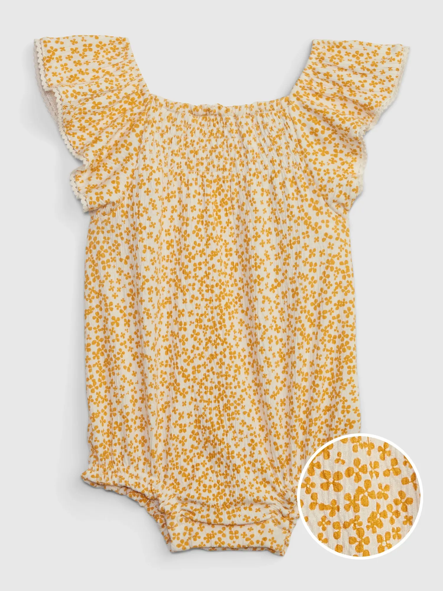 Gap Baby Crinkle Gauze Bubble Shorty One-Piece yellow. 1