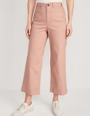 High-Waisted Wide-Leg Cropped Chino Pants for Women pink