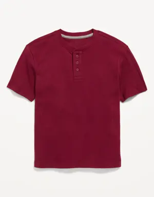 Short-Sleeve Rib-Knit Henley T-Shirt for Boys red