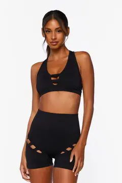 Forever 21 Forever 21 Active Seamless Sports Bra &amp; Shorts Set Black. 2