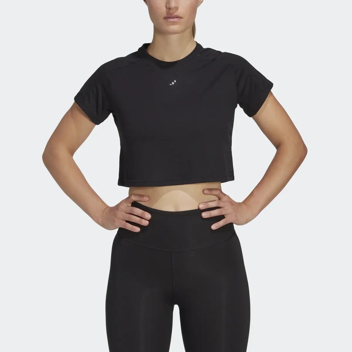 Adidas AEROREADY Train Essentials 3 Bar Logo Crop Tee. 1