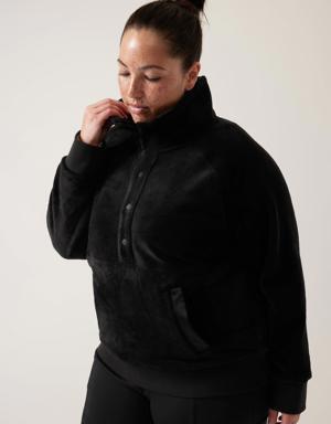 Athleta Recover Cozy Snap Front Sweatshirt black