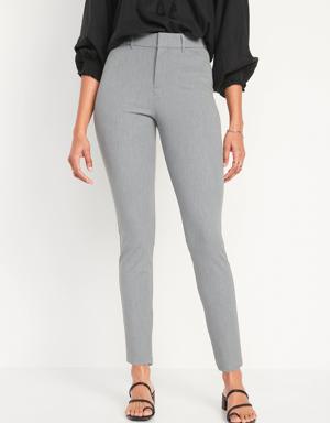 High-Waisted Heathered Pixie Straight Ankle Pants gray