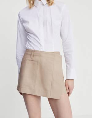 Wrap mini-skirt with pockets