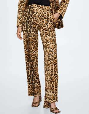 Animal print suit trousers