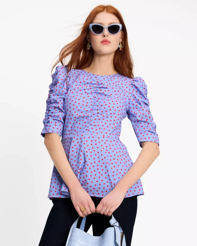 Kate Spade Spring Time Dot Ruched Top. 2