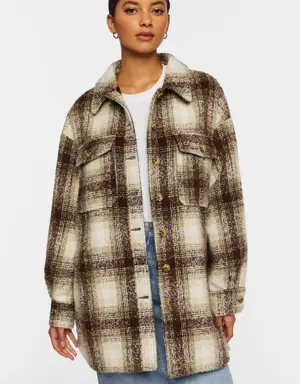 Forever 21 Plaid High Low Shacket Olive/Multi