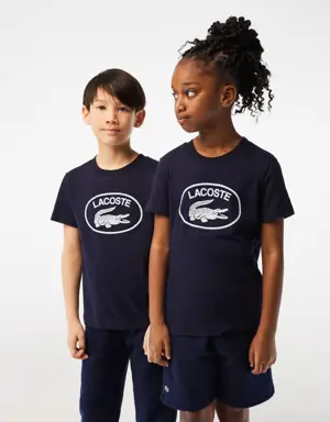 Lacoste T-shirt em malha de algodão com marca em contraste Lacoste para criança