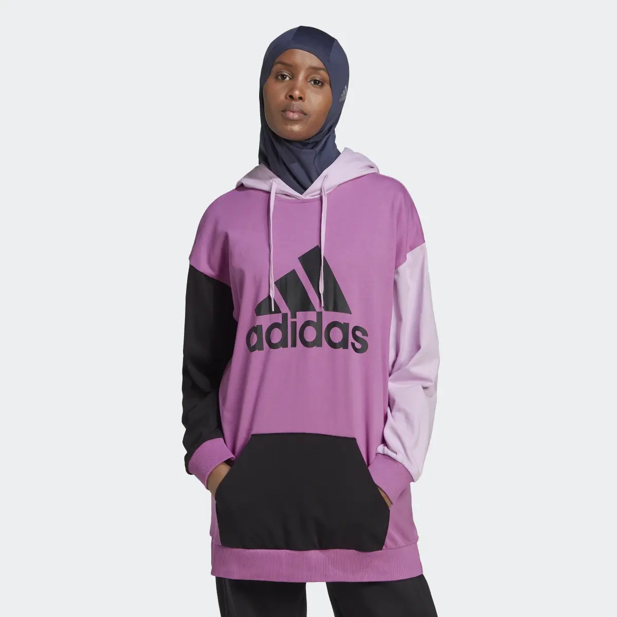 Adidas Essentials Colorblock Logo Oversized Hoodie. 2