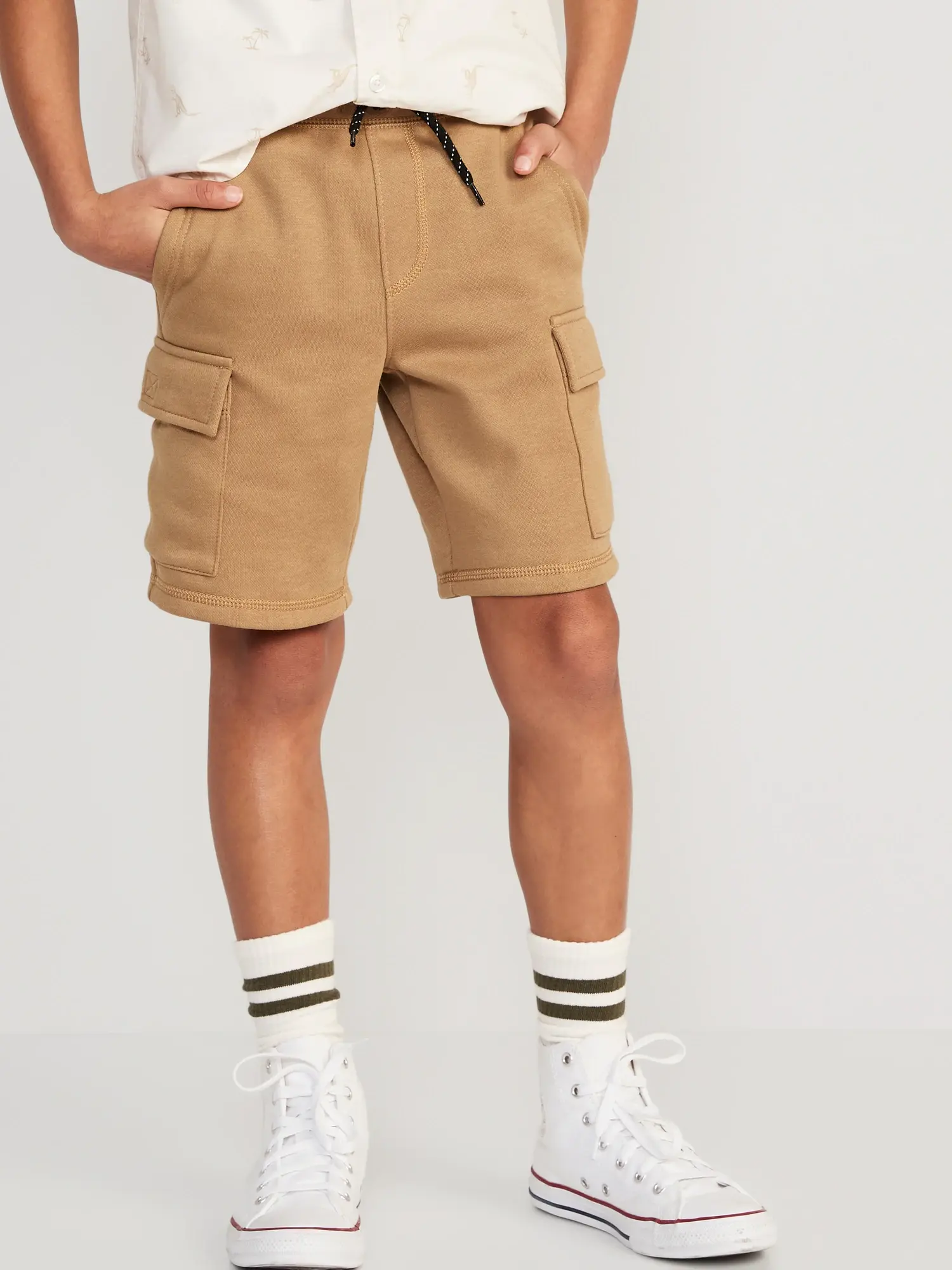 Old Navy Fleece Cargo Jogger Shorts for Boys (At Knee) brown. 1