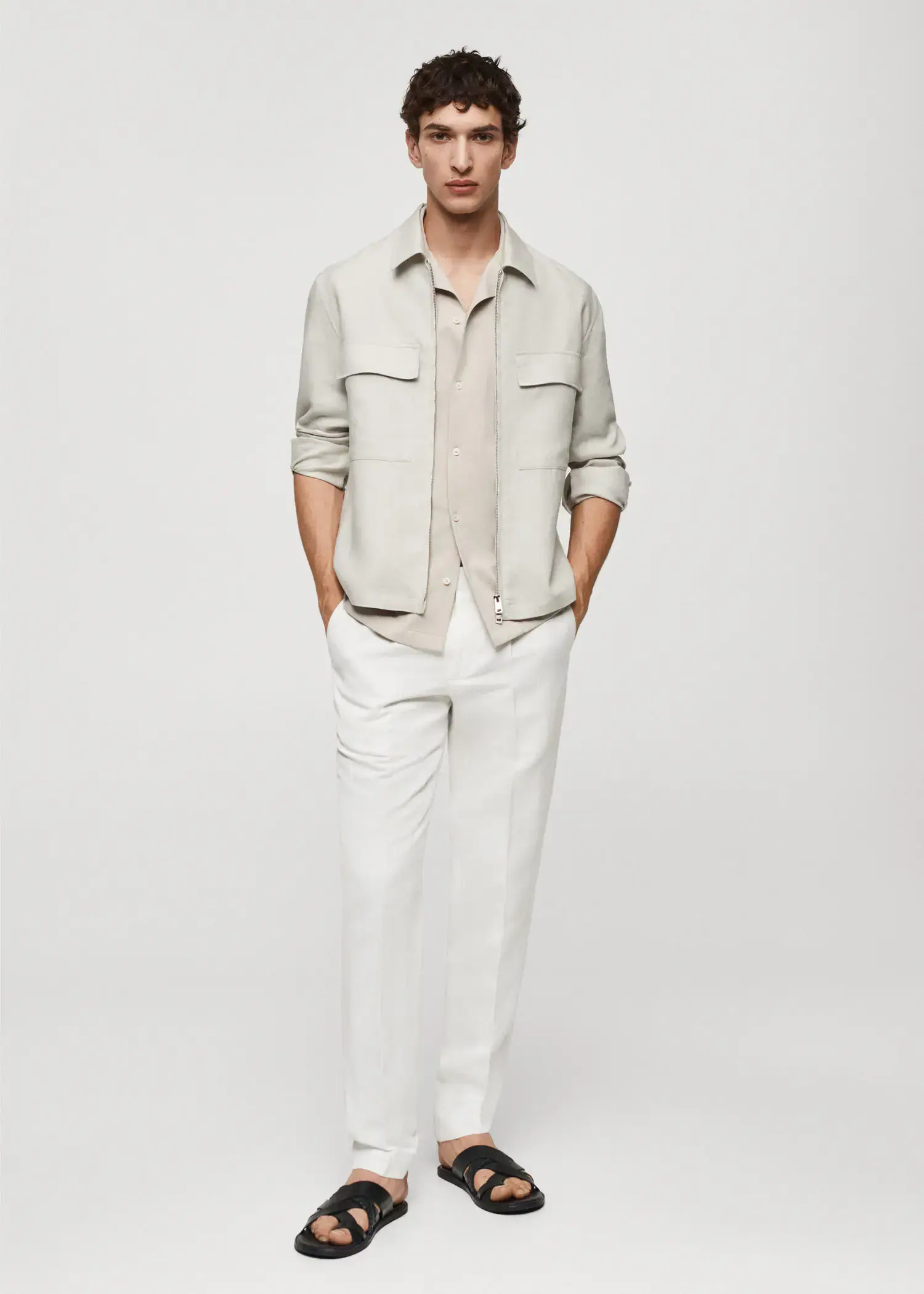 Mango 100% linen overshirt with pockets. 2