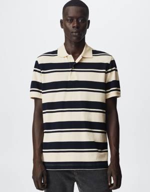 Striped cotton piqué polo shirt