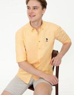 Erkek Sarı Basic Gömlek Uzunkol