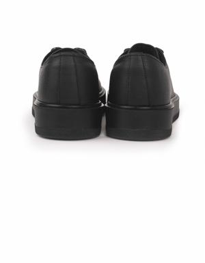 Siyah Fileli Lastik Bağcıklı Yüksek Taban Erkek Spor Ayakkabı - 89051