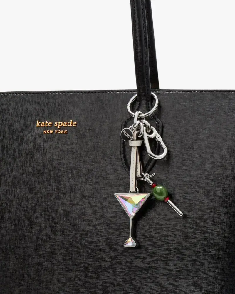 Kate Spade Shaken Not Stirred Crystal Martini Key Fob. 2