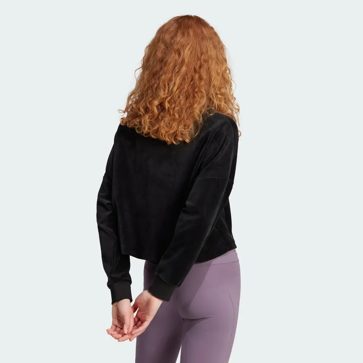 Adidas Crop Velour Quarter-Zip Sweatshirt. 3